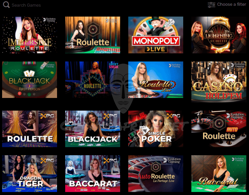 Live dealer casinos at Slottyway