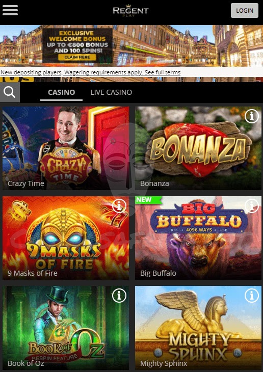 Regent Play Casino mobile