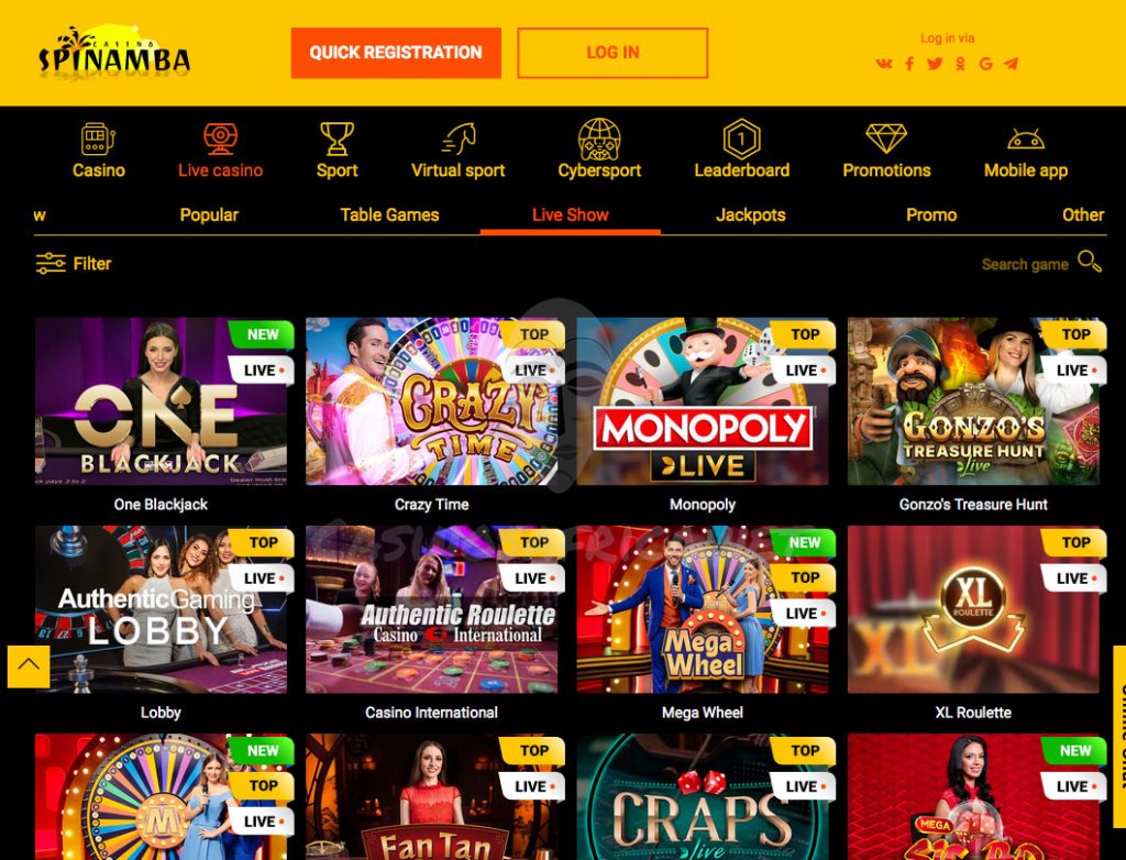 Live Casino at Spinamba