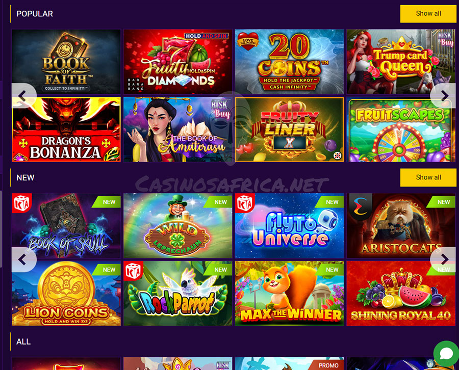 Slots and other online games at Helabet casino